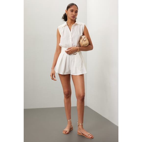 RAMY BROOK White 100% Cotton Collared Sleeveless Nyomi Romper Size XS - Picture 3 of 13